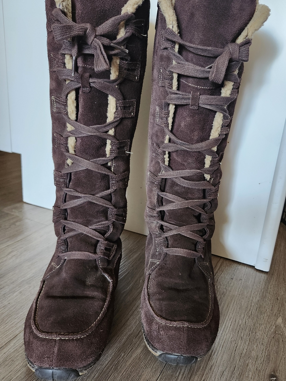 Timberland Women's Tall Brown Suede Lace-Up Winter Boots with Fur Lining - Picture 8 of 11